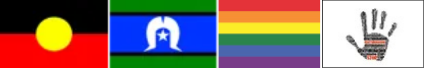 Aboriginal, Torres Strait Islander and pride flags